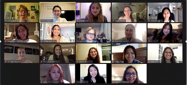 Image of the 2020-2021 Macy Undergraduate Leadership Fellows Program cohort on a zoom call.